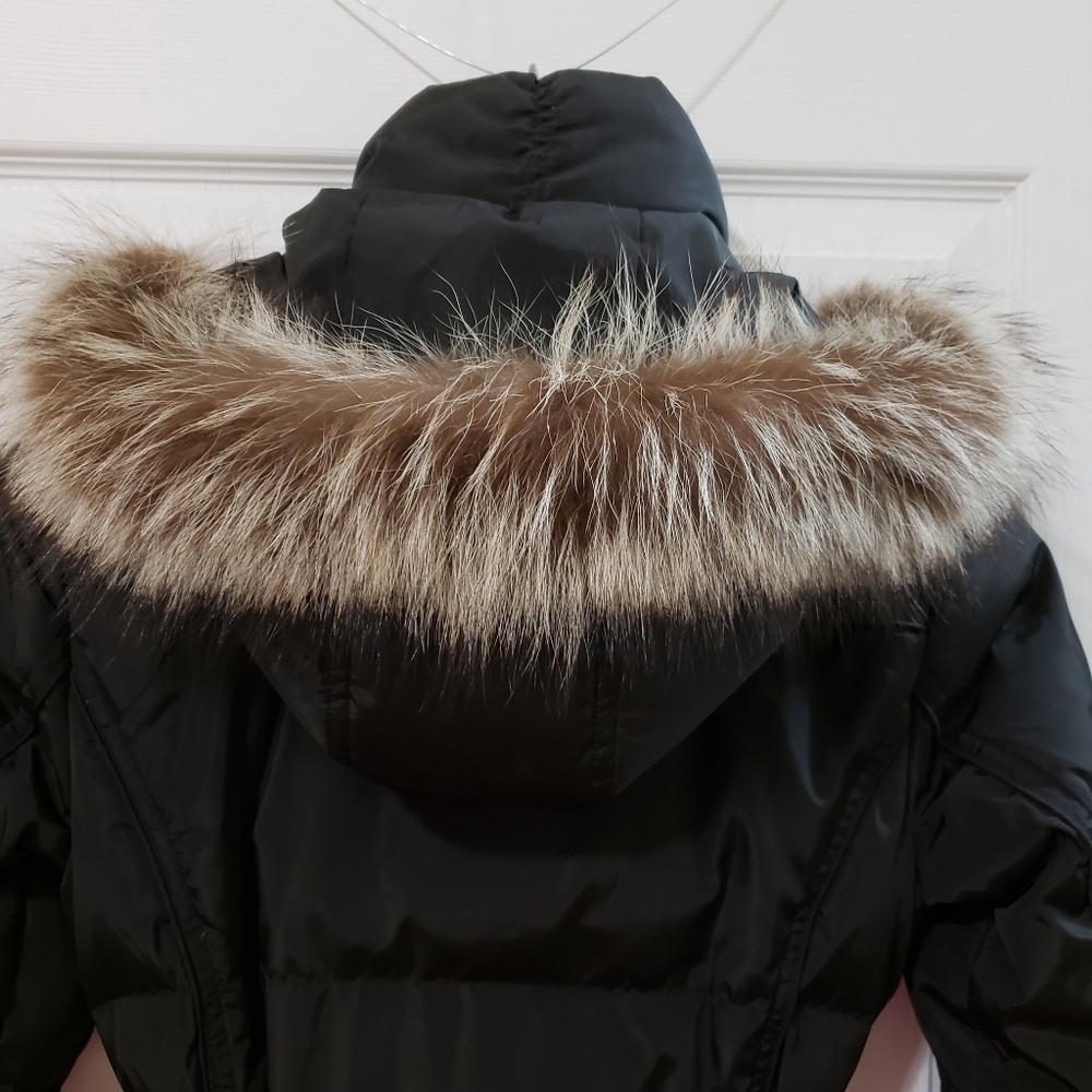 Michael Kors duck down hooded real fur long coat